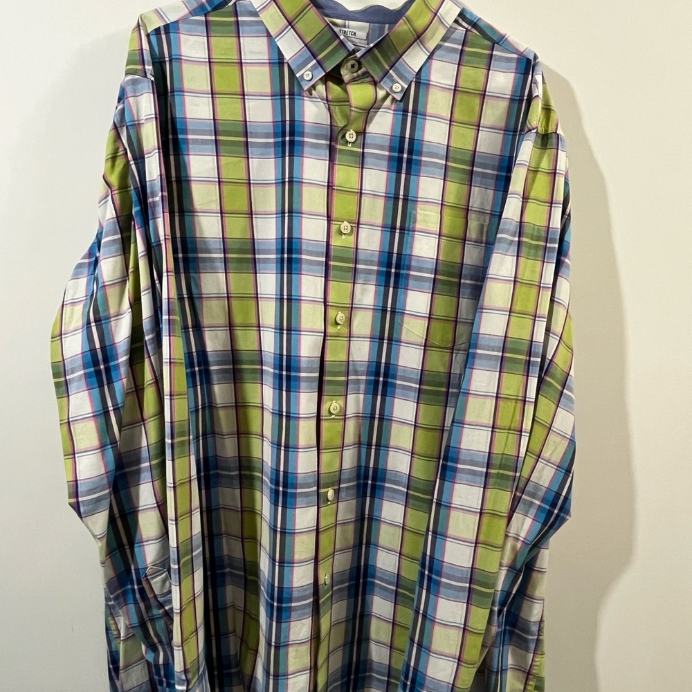 Crown & Ivy Stretch size XXL Men's Multicolor Plaid Long Sleev Shirt